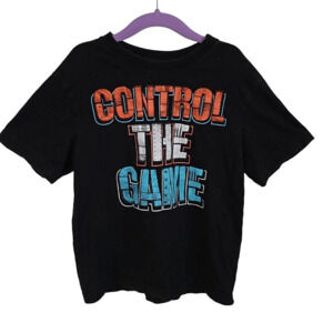 Children's Place Kids S Black Tee Control The Game Videogame Theme 100% Cotton